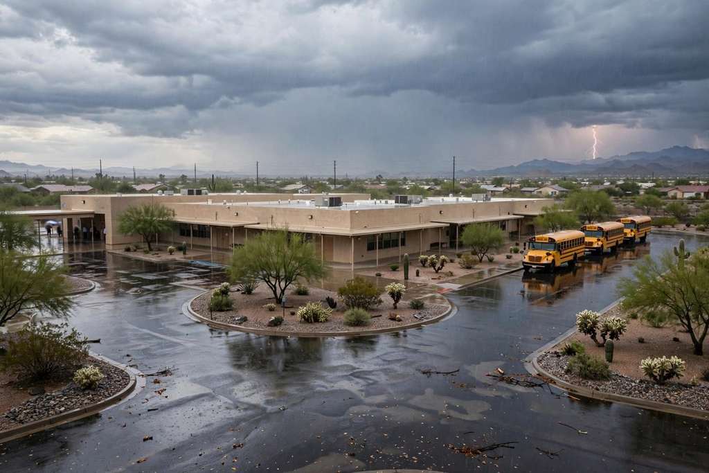 El Mirage, Arizona : quatre membres du personnel scolaire emmenes a l'hopital apres la chute de la foudre pres de l'ecole primaire