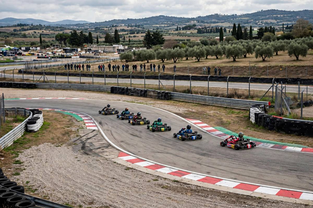Jack Wolff, 9 ans, fils de Toto Wolff, s'en sort à pied après qu'un kart est passé au-dessus du sien à Viterbo