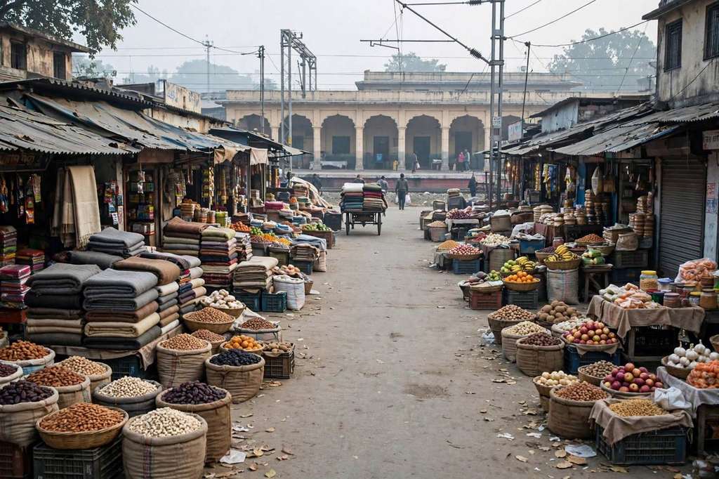 जम्मू रेलवे स्टेशन के सामने शिव मार्केट में आग, करीब 40 दुकानें जलीं