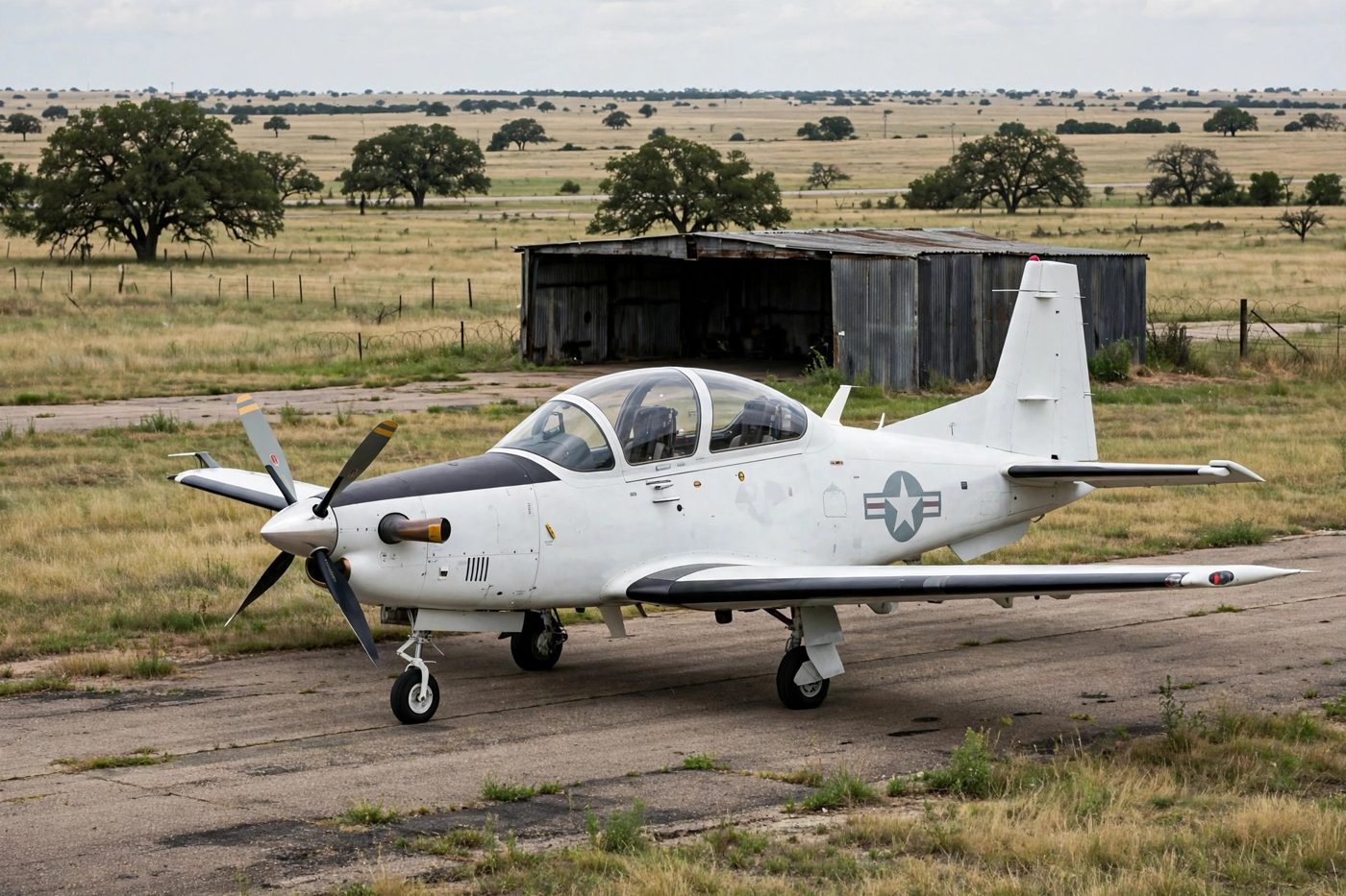 Seguin, Texas : deux pilotes de l'Air Force s'ejectent sains et saufs d'un T-6A Texan II apres un atterrissage dur